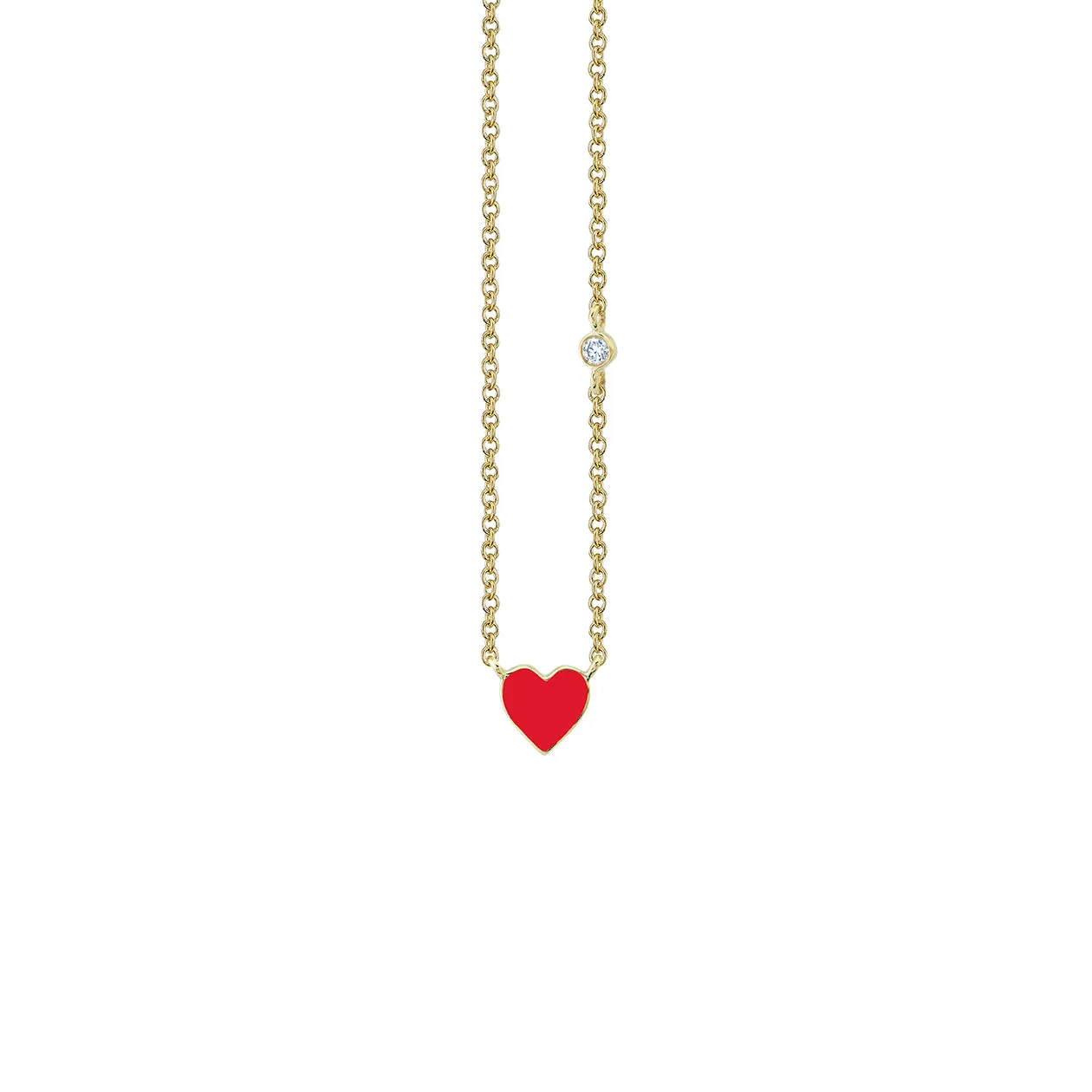 Gold & Enamel Mini Heart Necklace sold by Sydney Evan product image thumbnail 3