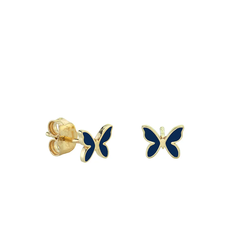 Gold & Enamel Mini Butterfly Stud sold by Sydney Evan product image thumbnail 4