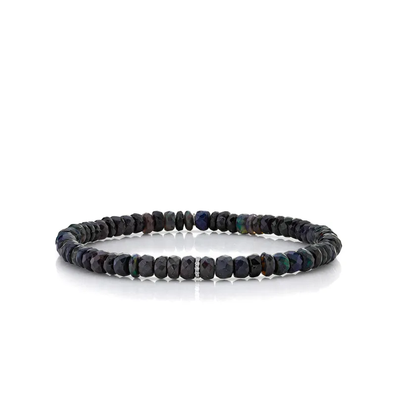 Men's Collection Gold & Diamond Rondelle on Ethiopian Opal made by Sydney Evan