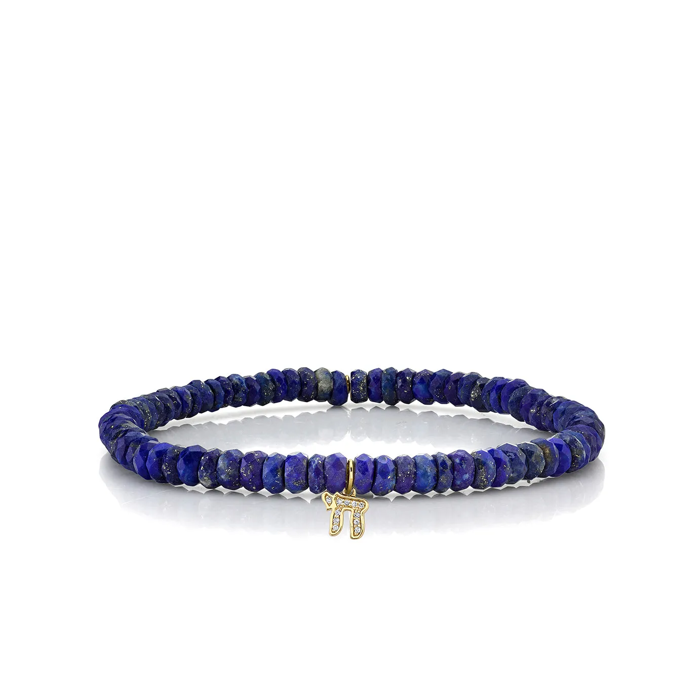 Men's Collection Gold & Diamond Small Chai on Lapis Heishi sold by Sydney Evan