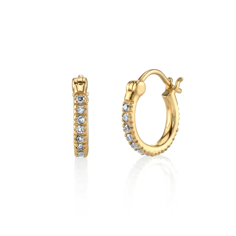Gold & Diamond Small Huggie Hoops made by Sydney Evan