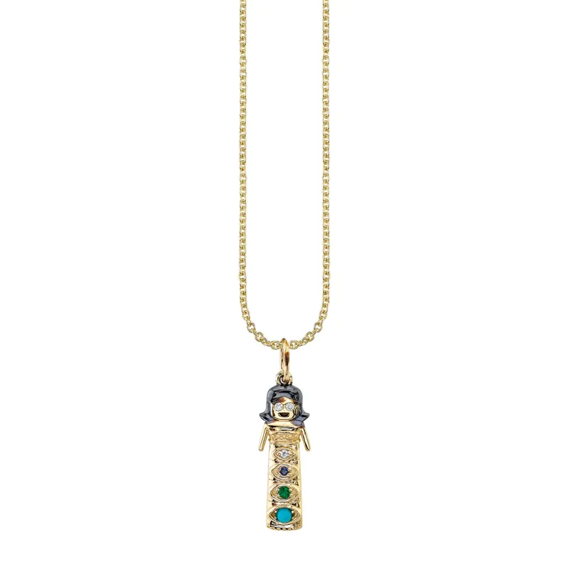 Gold & Multicolor Gemstone Maria Doll Charm made by Sydney Evan