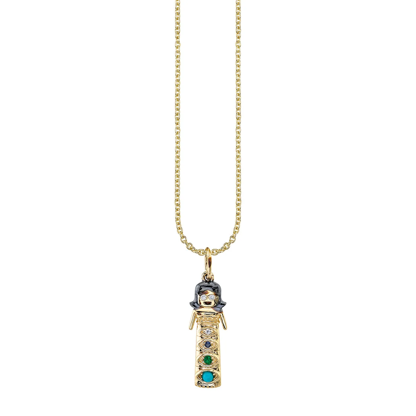 Gold & Multicolor Gemstone Maria Doll Charm sold by Sydney Evan