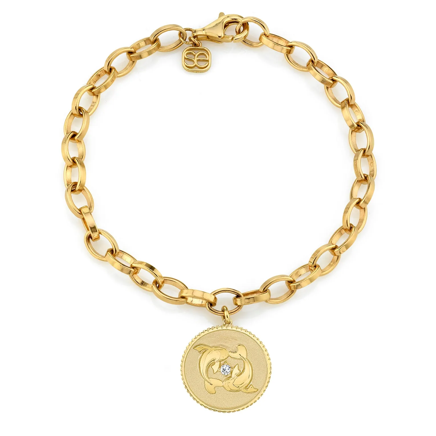 Gold & Diamond Large Zodiac Medallion Bracelet sold by Sydney Evan product image thumbnail 4