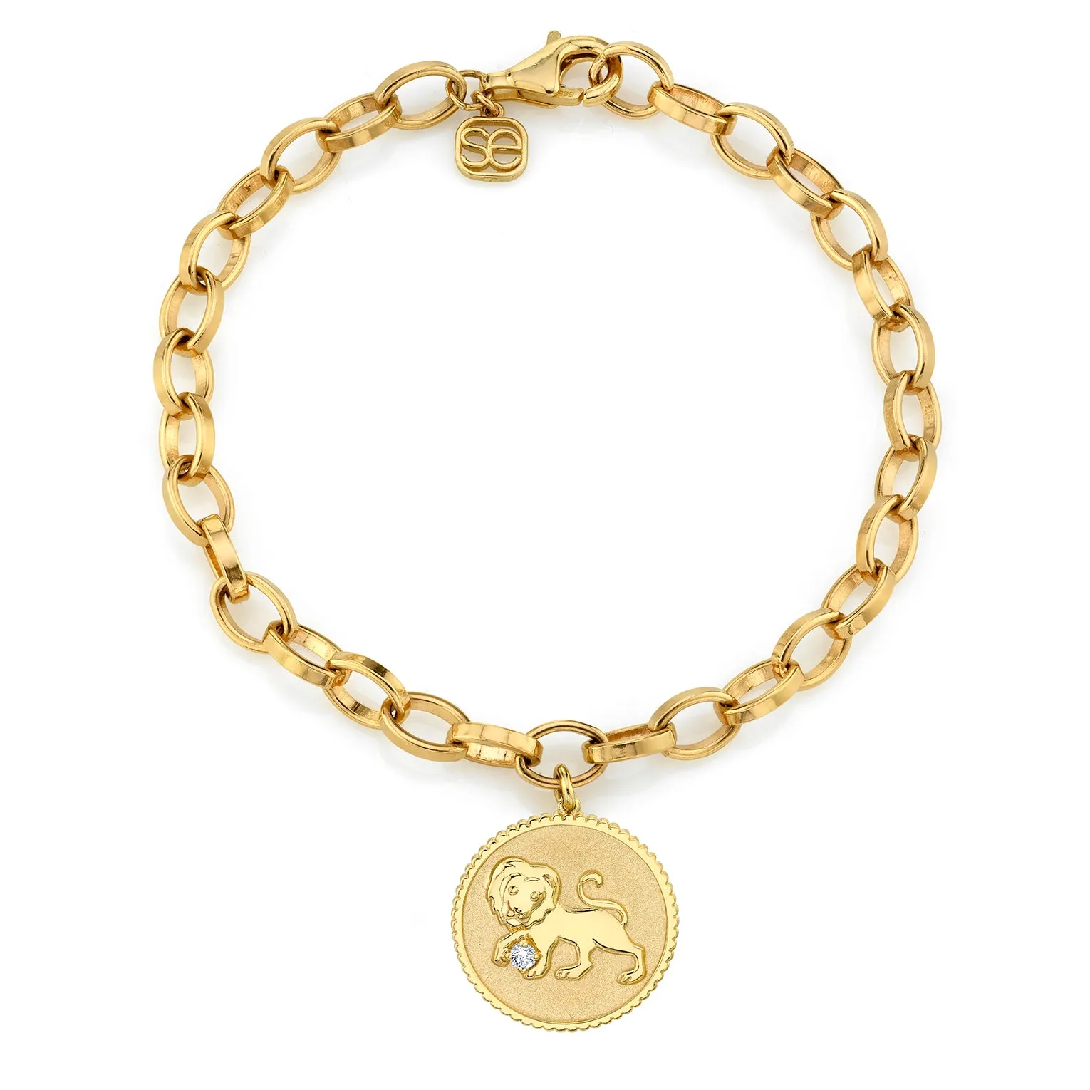 Gold & Diamond Large Zodiac Medallion Bracelet sold by Sydney Evan