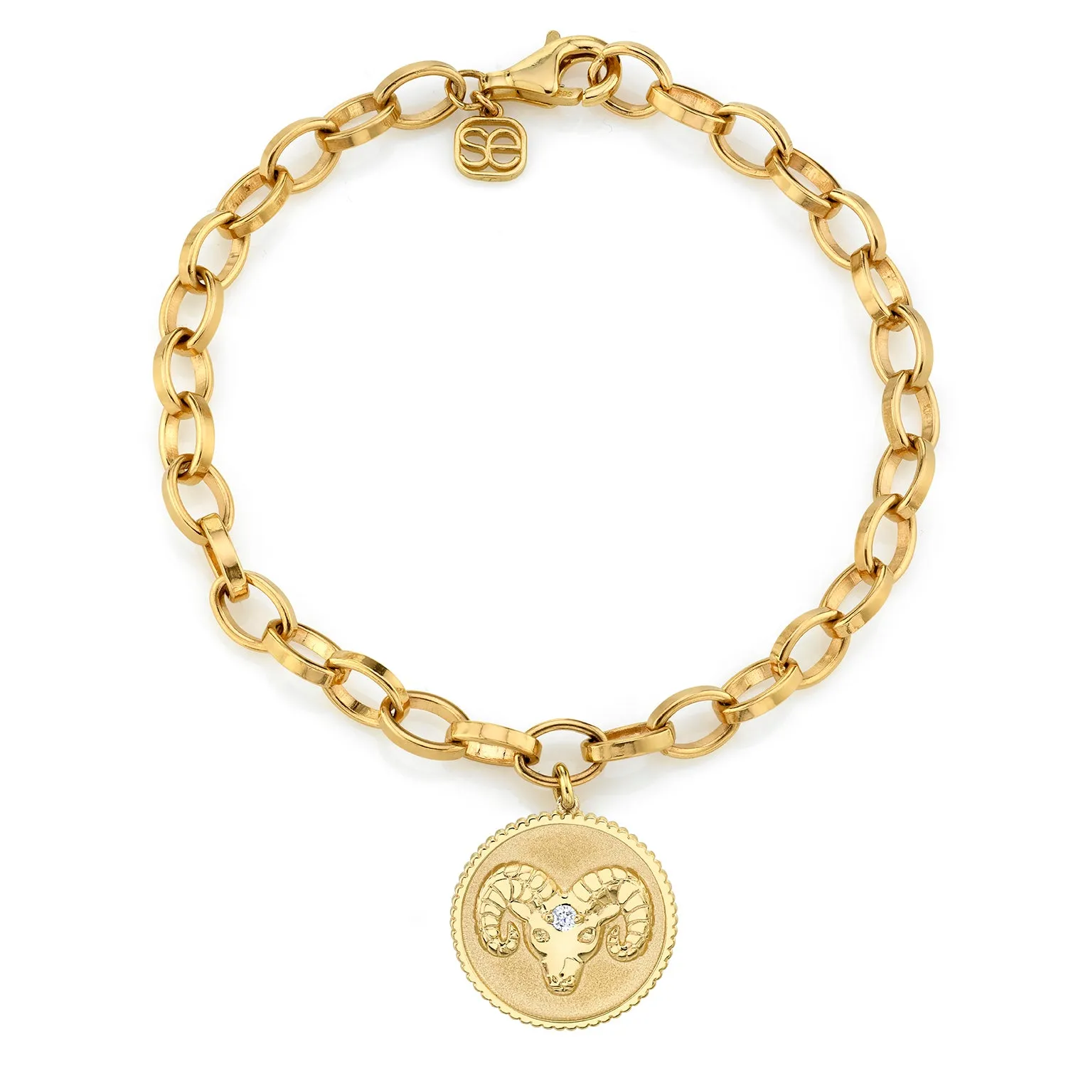 Gold & Diamond Large Zodiac Medallion Bracelet sold by Sydney Evan product image thumbnail 2
