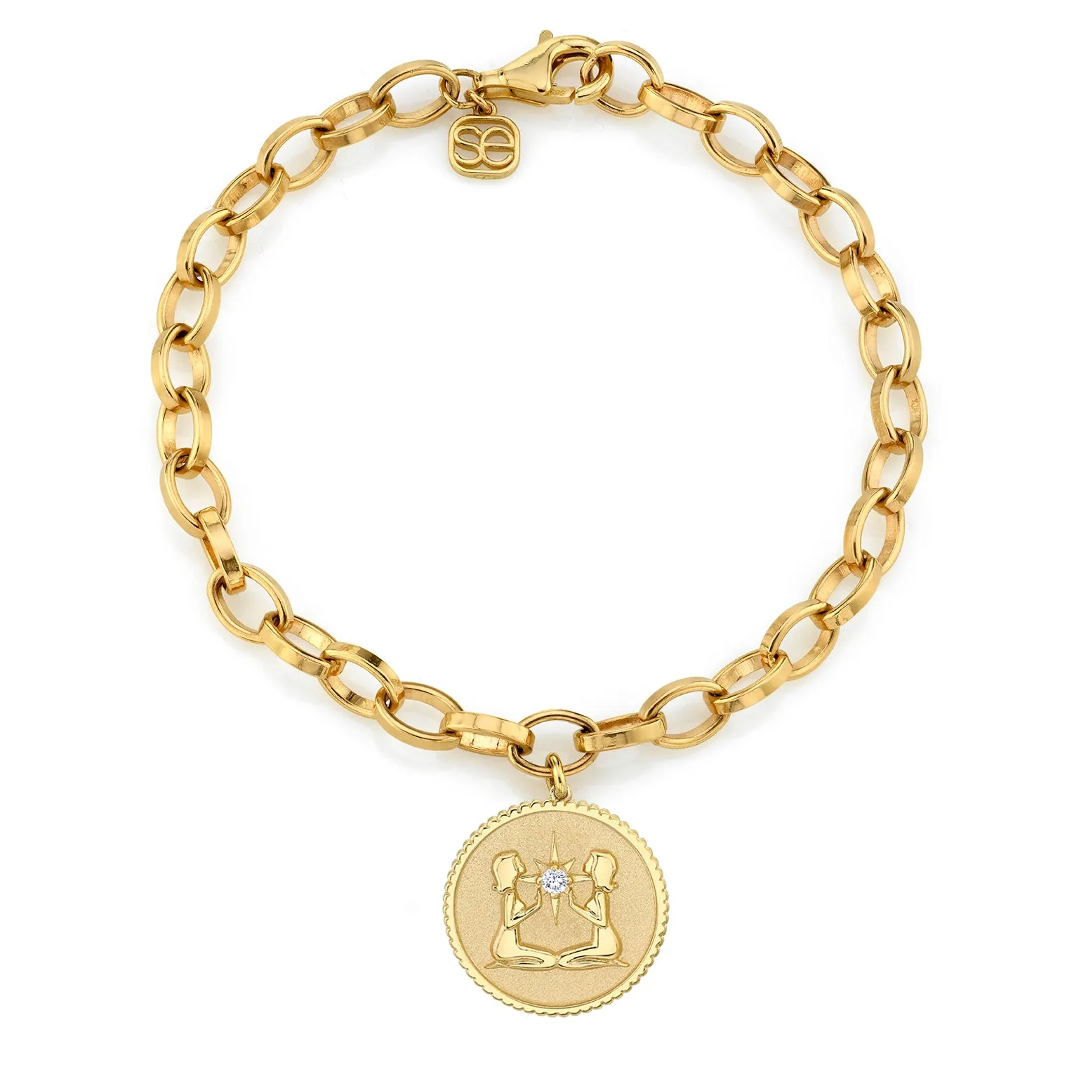 Gold & Diamond Large Zodiac Medallion Bracelet sold by Sydney Evan product image thumbnail 5