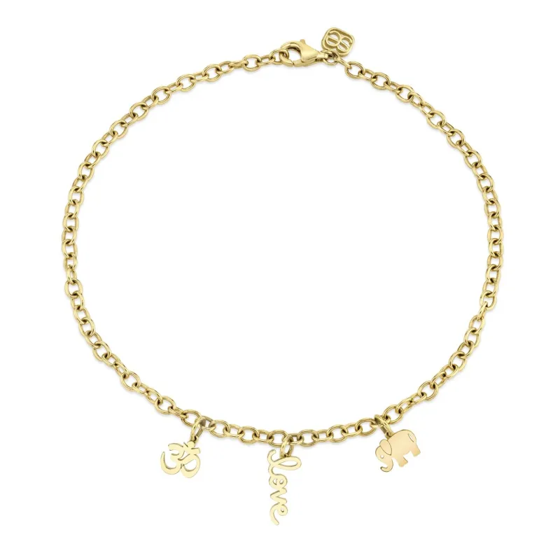 Pure Gold Multi-Charm Anklet made by Sydney Evan
