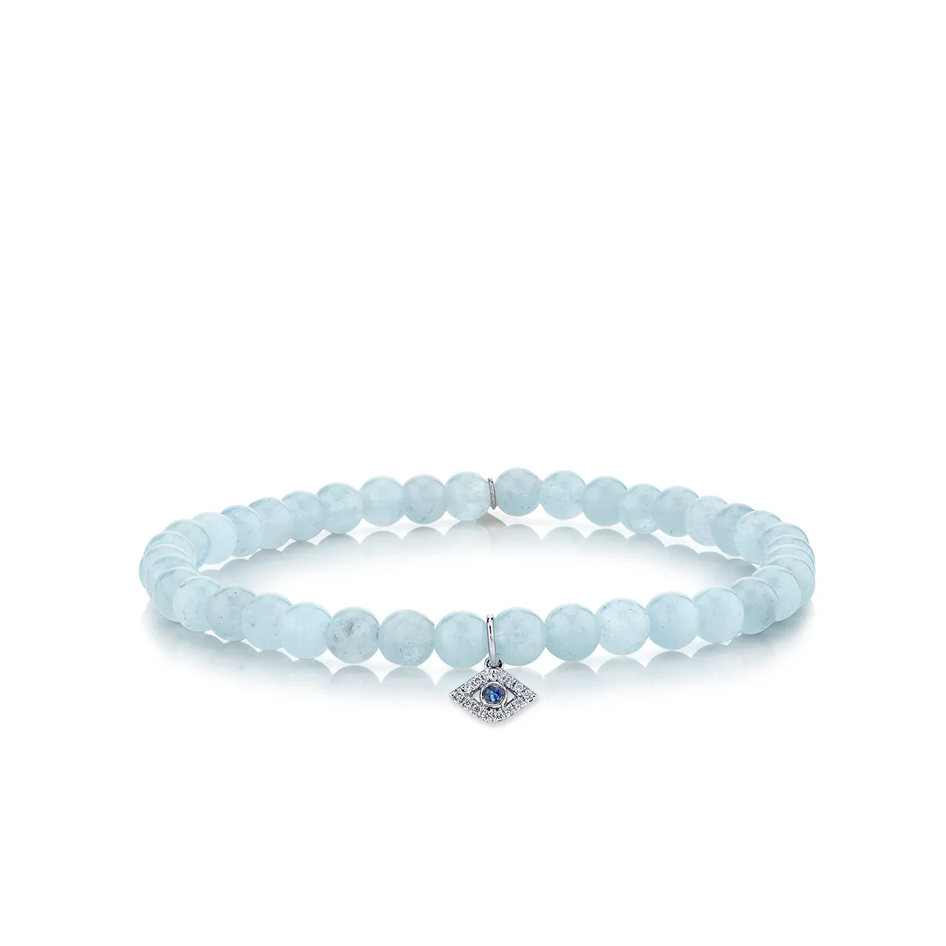 White Gold & Bezel Diamond Eye with Sapphire on Aquamarine sold by Sydney Evan