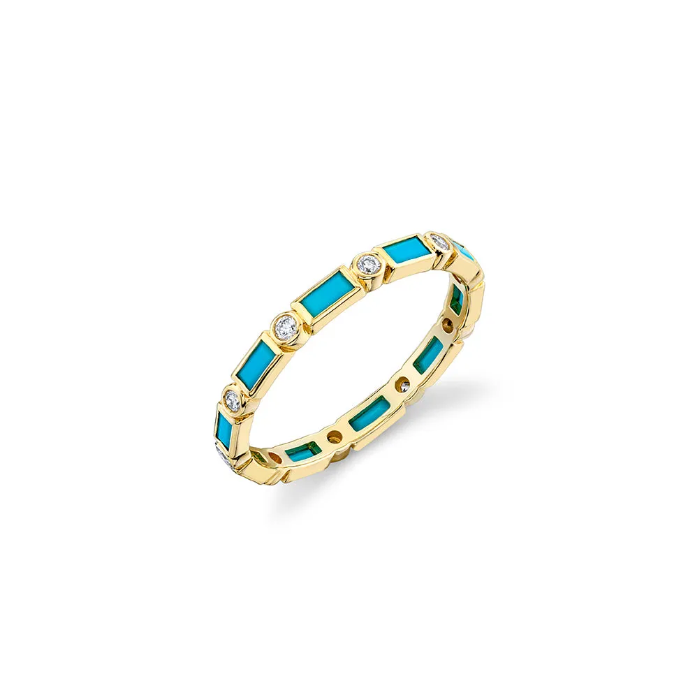 Gold & Gemstone Baguette and Bezel Eternity Ring sold by Sydney Evan product image thumbnail 5