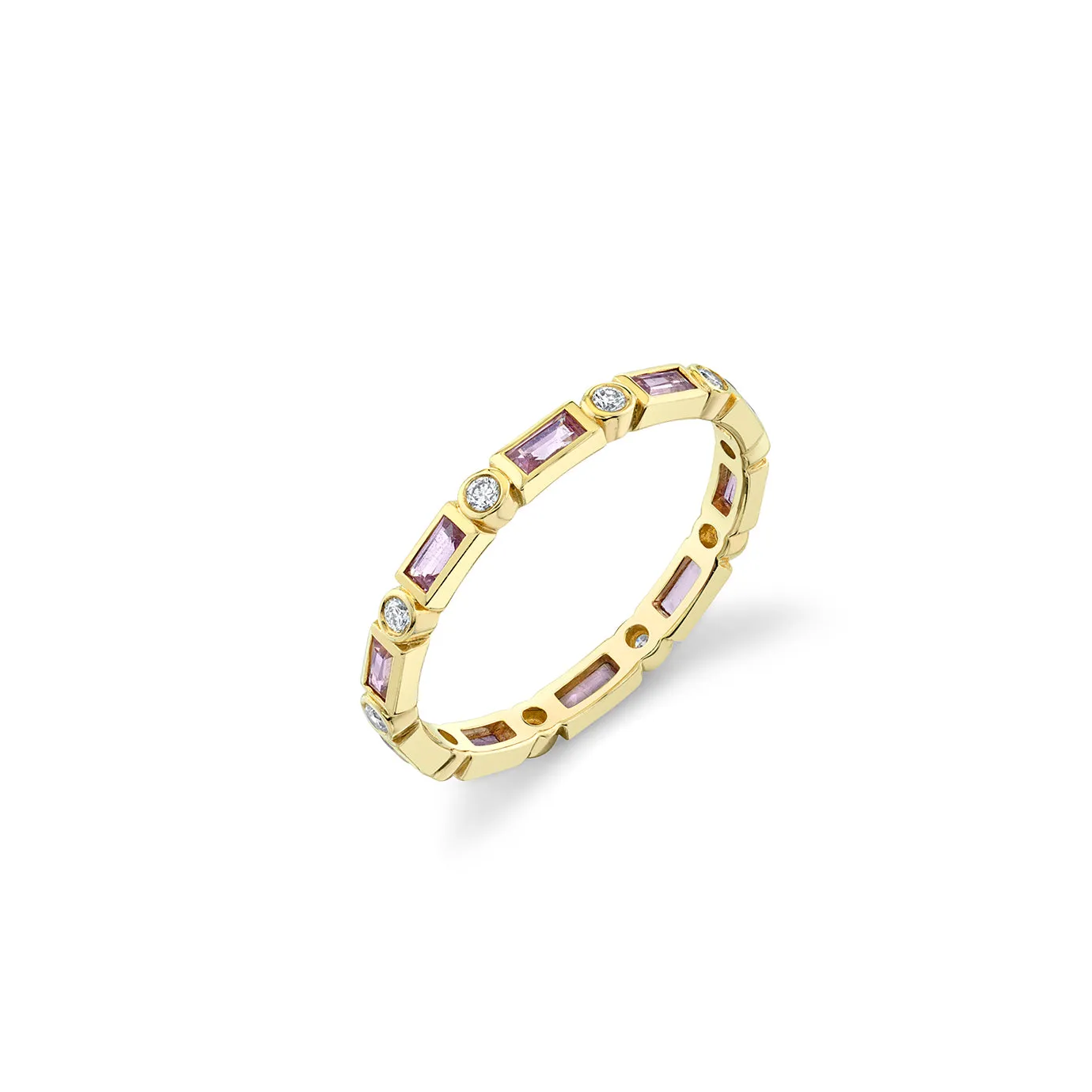 Gold & Gemstone Baguette and Bezel Eternity Ring sold by Sydney Evan product image thumbnail 4