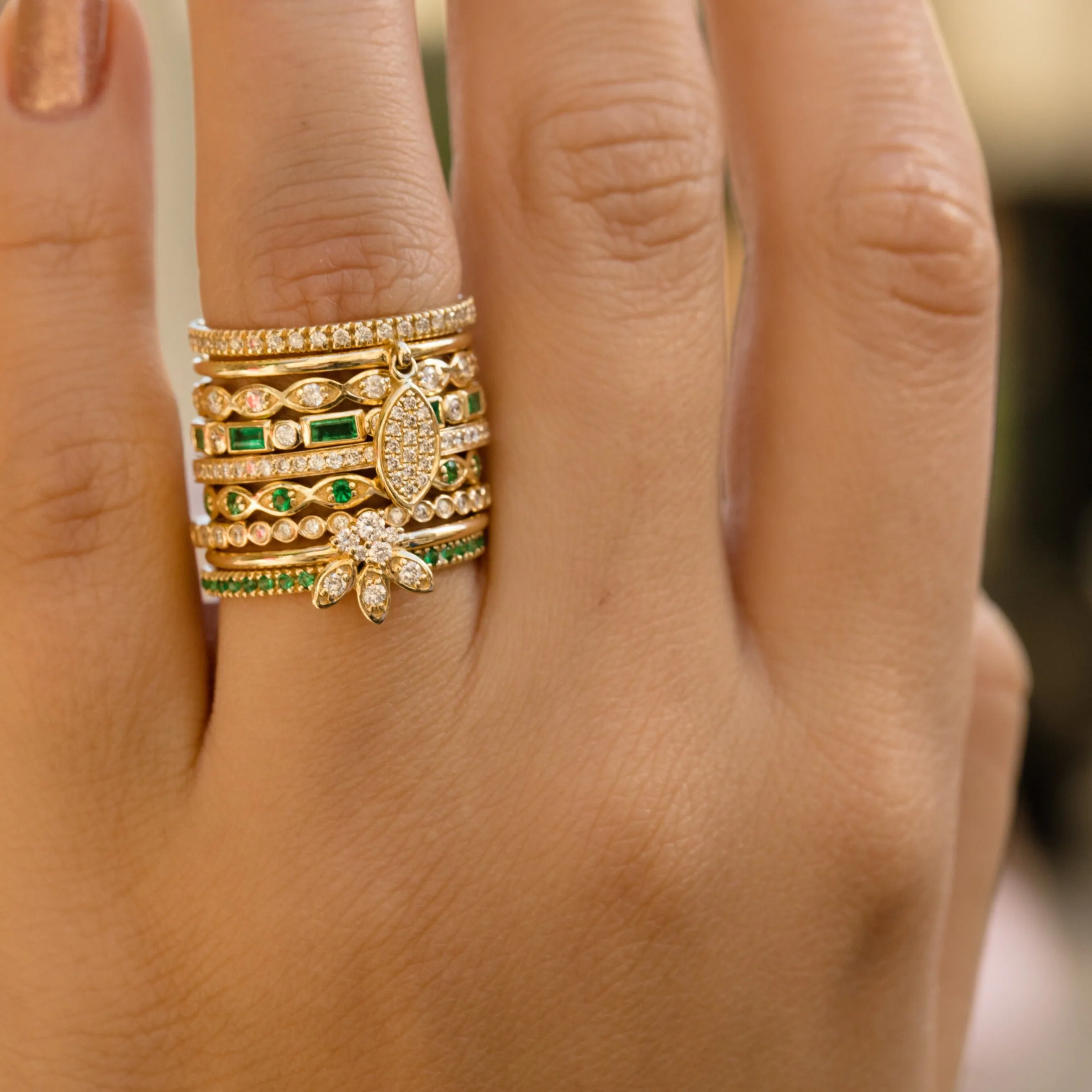 Gold & Gemstone Baguette and Bezel Eternity Ring sold by Sydney Evan product image thumbnail 2