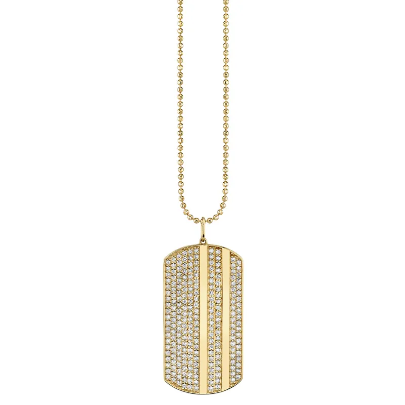 Men's Collection Gold & Diamond Medium Dog Tag Charm made by Sydney Evan