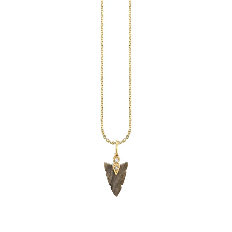 Men's Collection Gold & Diamond Small Carved Arrowhead Charm made by Sydney Evan