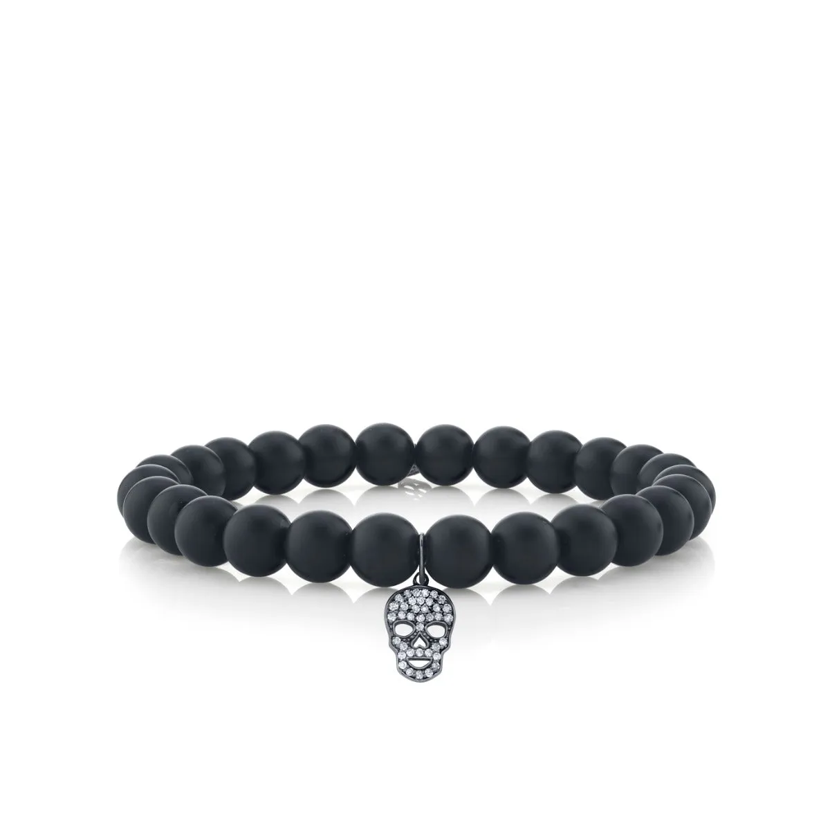 Men's Collection Mini Black Rhodium & Pavé Diamond Skull on Matte Black Onyx sold by Sydney Evan