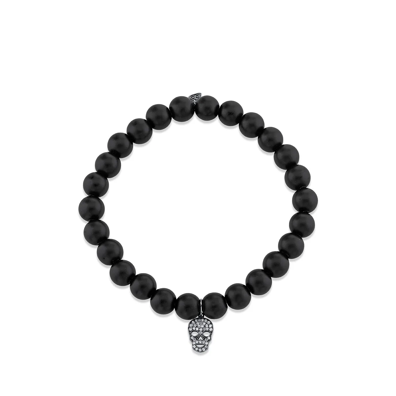 Men's Collection Mini Black Rhodium & Pavé Diamond Skull on Matte Black Onyx sold by Sydney Evan product image thumbnail 2