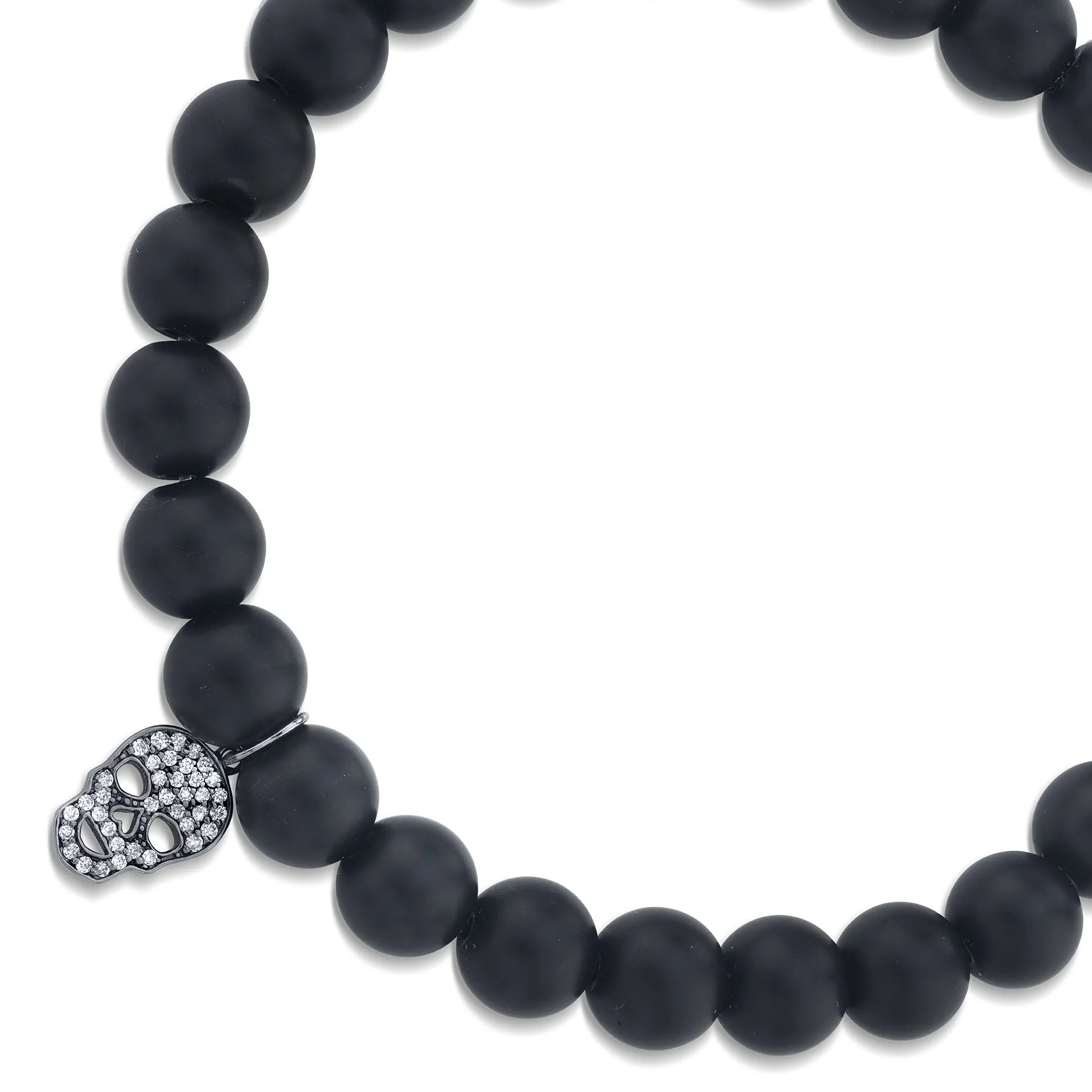 Men's Collection Mini Black Rhodium & Pavé Diamond Skull on Matte Black Onyx sold by Sydney Evan product image thumbnail 3