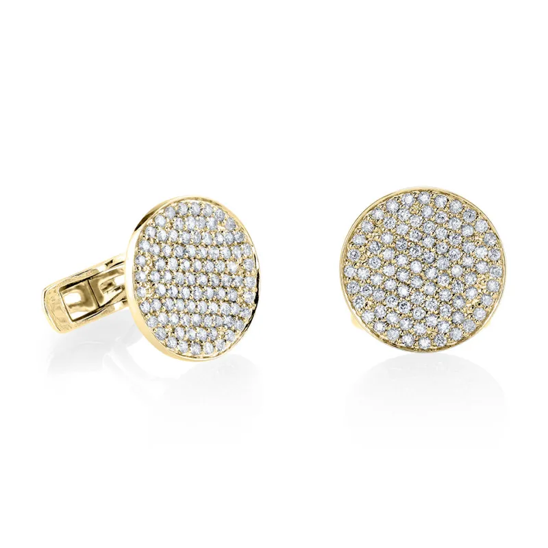 Men's Collection Gold & Diamond Disc Cufflinks made by Sydney Evan