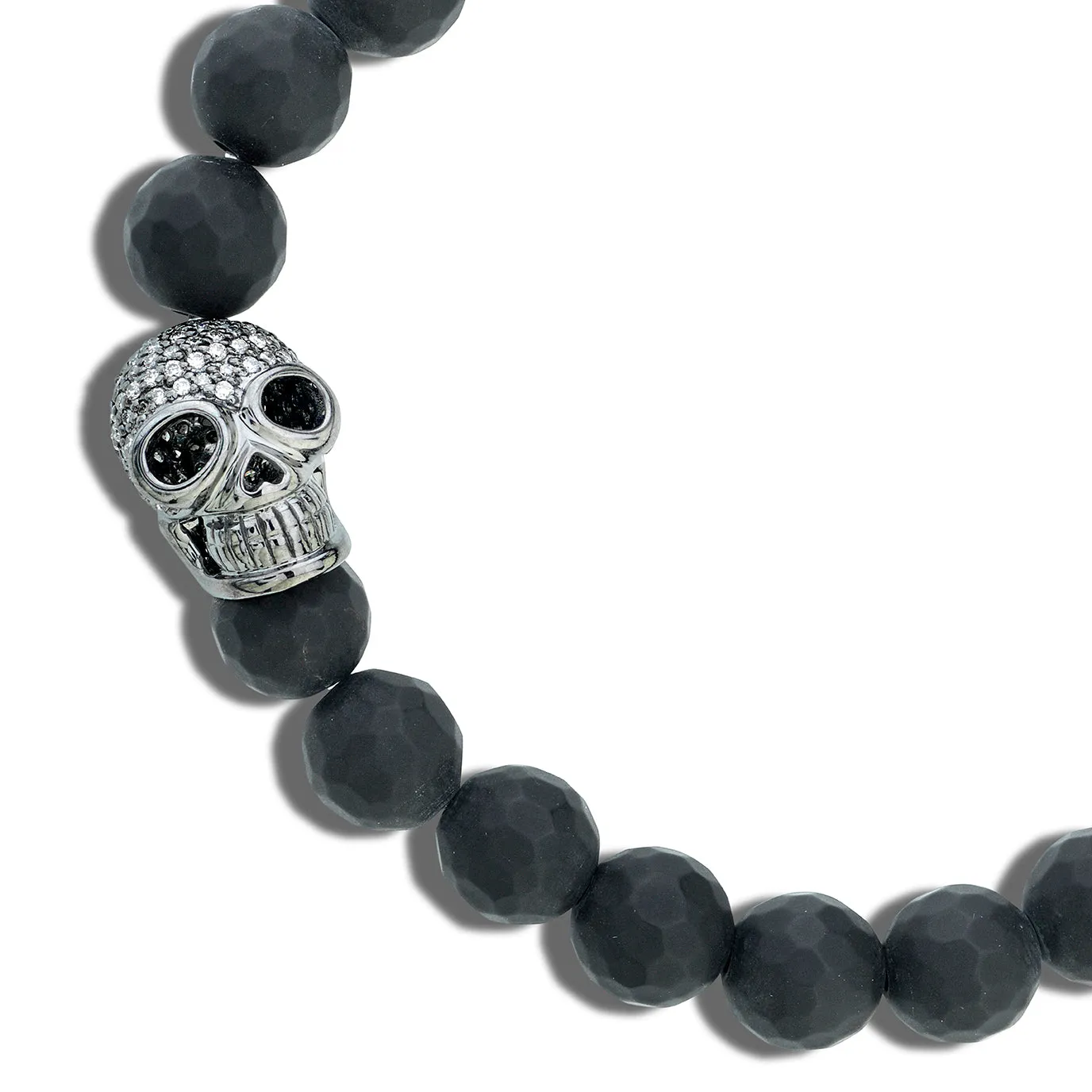 Men's Collection White Gold & Pave Diamond Skull on Onyx sold by Sydney Evan product image thumbnail 3