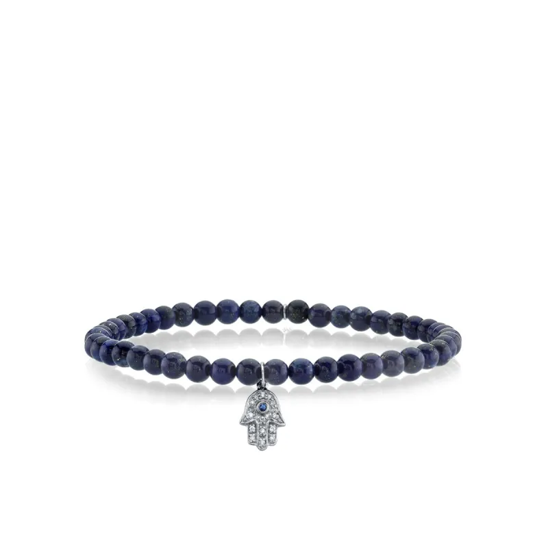 Men's Collection Sapphire & Diamond Hamsa on Lapis made by Sydney Evan