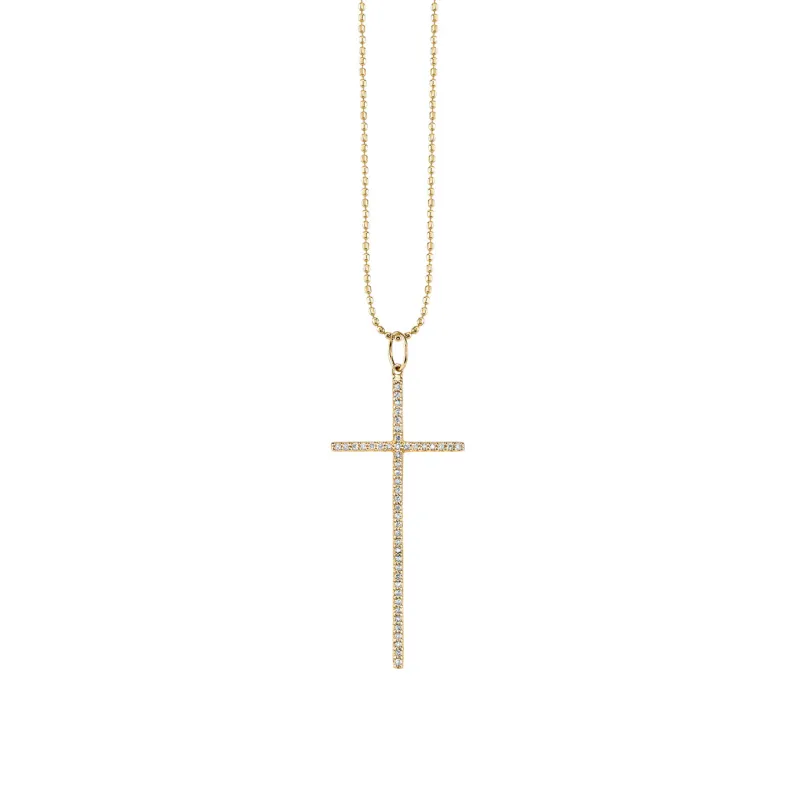 Gold & Diamond Large Cross Charm made by Sydney Evan