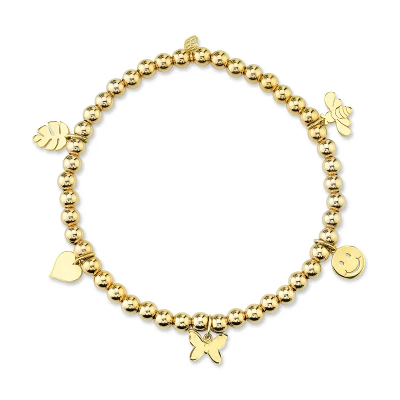 Pure Gold Tiny Multi-Charm on Gold Beads made by Sydney Evan