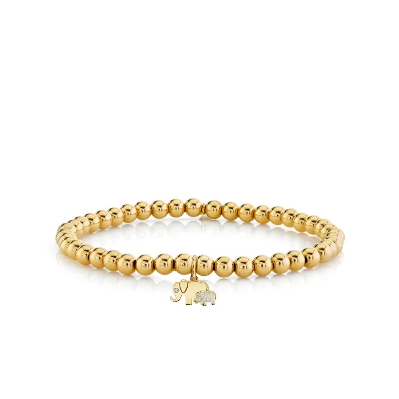Gold & Enamel Elephant Family On Gold Beads made by Sydney Evan