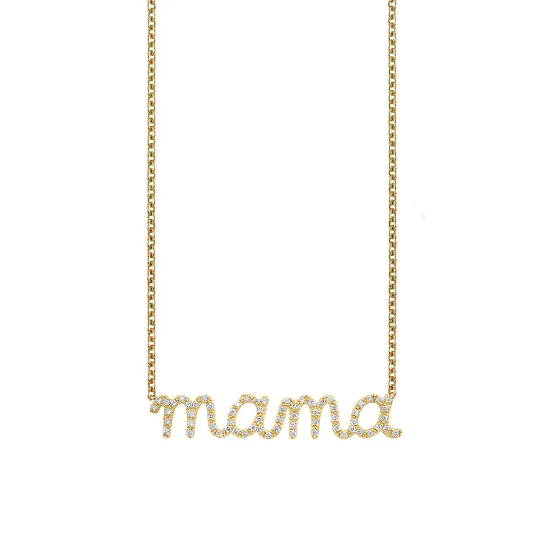 Gold & Diamond Large Mama Necklace made by Sydney Evan