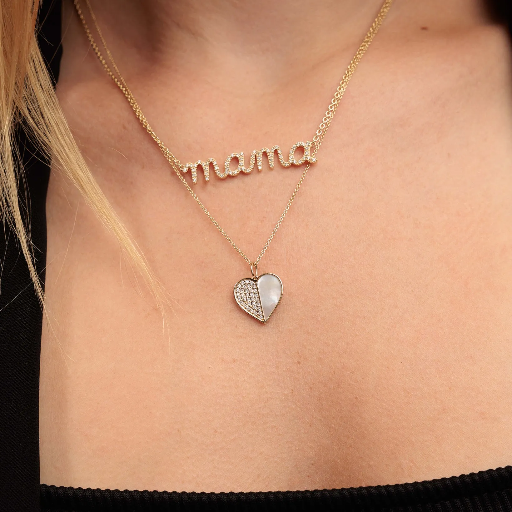 Gold & Diamond Large Mama Necklace sold by Sydney Evan product image thumbnail 2
