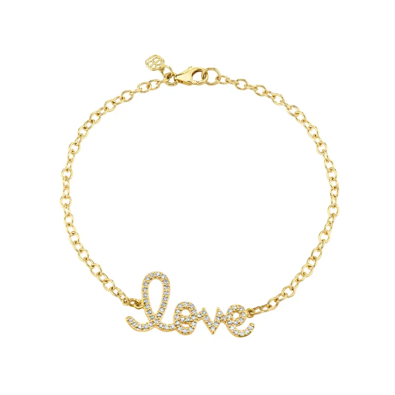 Gold & Diamond Medium Love Bracelet made by Sydney Evan