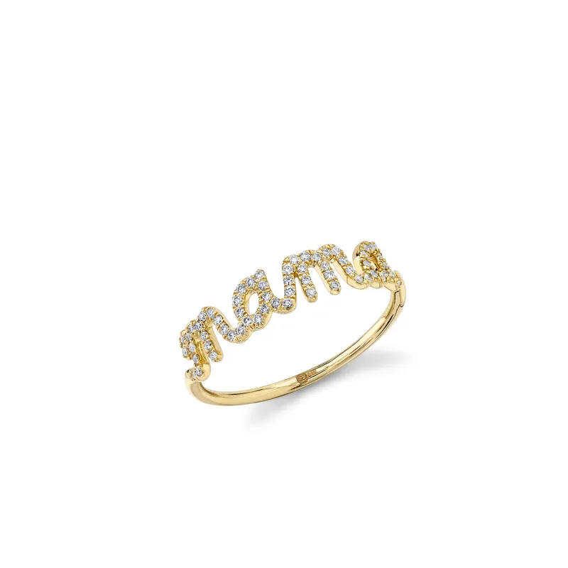 Gold & Diamond Mama Script Ring made by Sydney Evan
