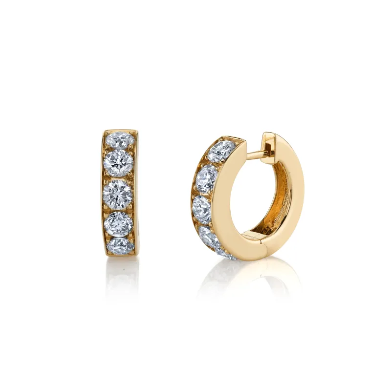 Gold & Diamond Extra Large Huggie Hoops made by Sydney Evan