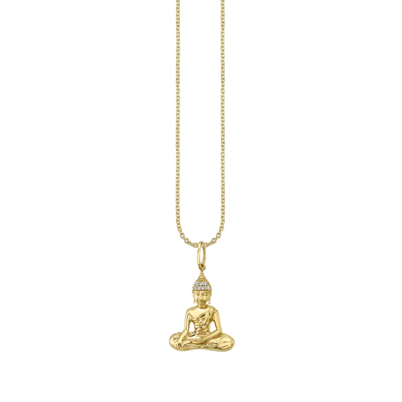 Gold & Diamond Small Sitting Buddha Charm made by Sydney Evan