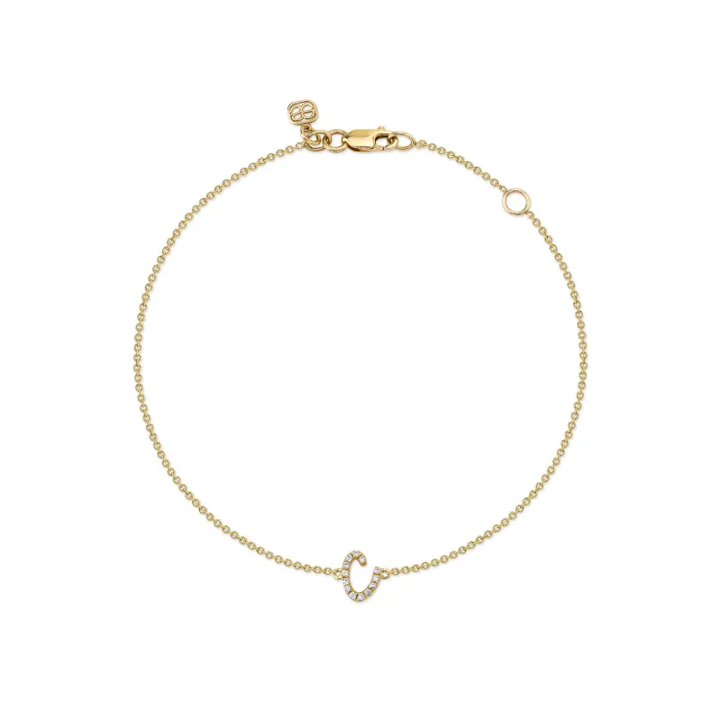Gold & Diamond Small Initial Bracelet made by Sydney Evan