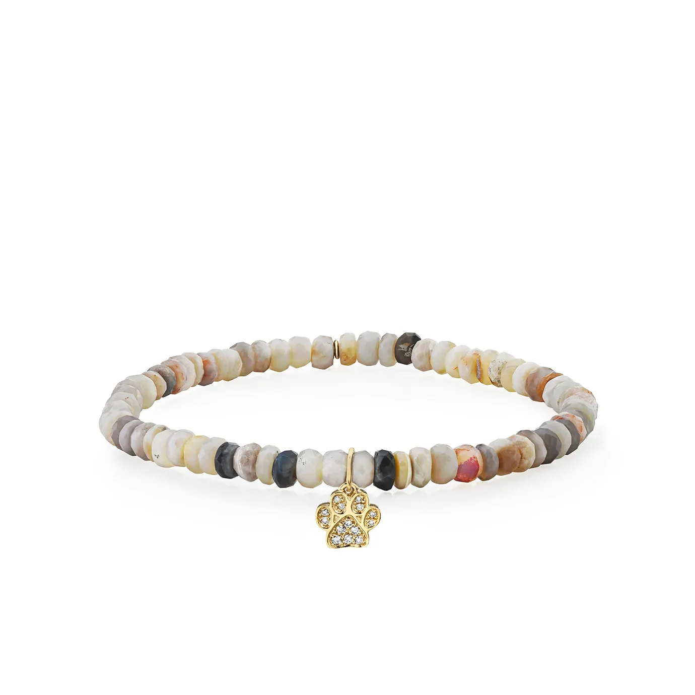 Gold & Diamond Small Paw Print on Multi Australian Opal sold by Sydney Evan