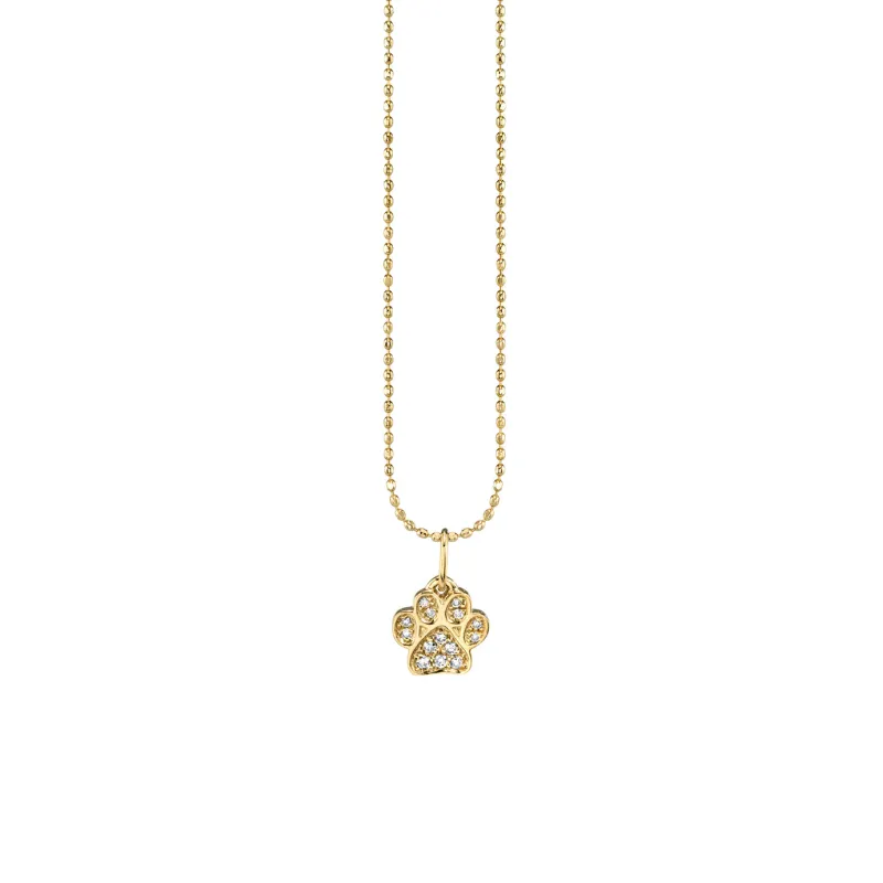 Gold & Diamond Small Paw Print Charm made by Sydney Evan