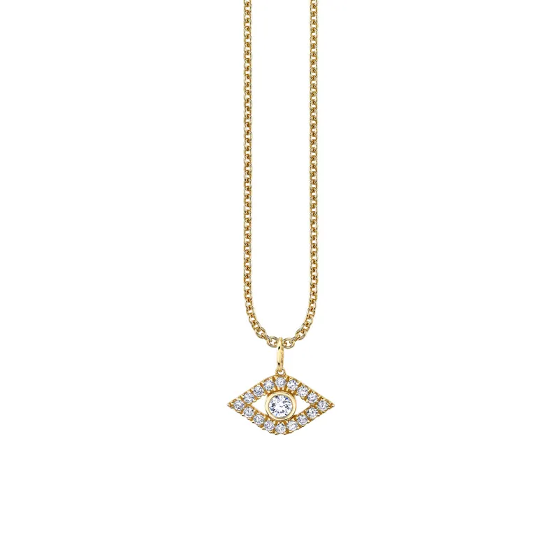 Gold & Diamond Large Bezel Eye Charm made by Sydney Evan