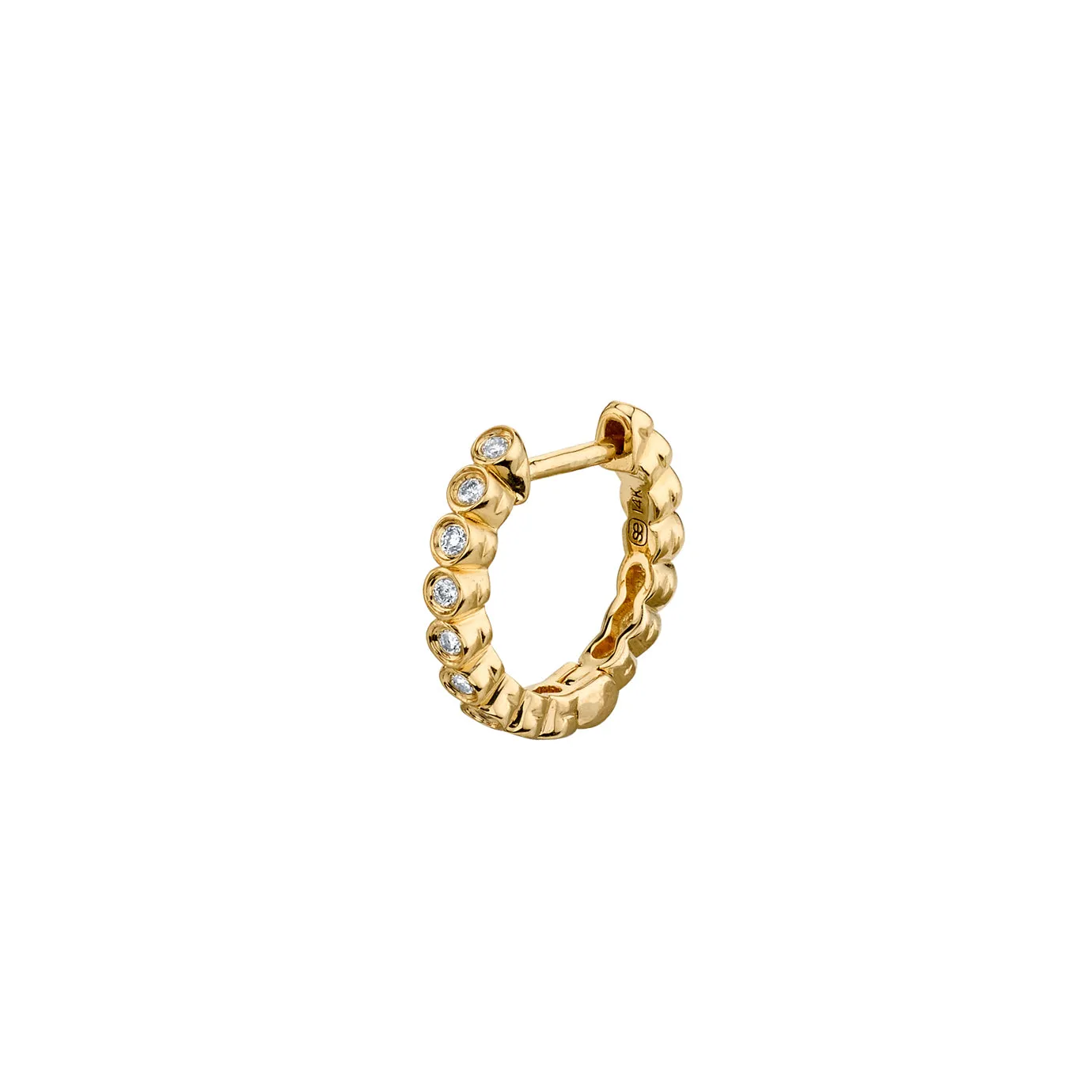 Gold & Diamond Round Bezel Hoops sold by Sydney Evan product image thumbnail 5