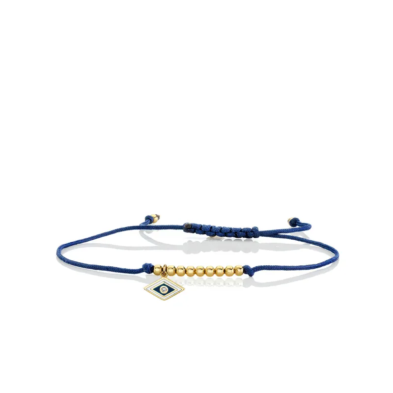 Gold & Enamel Tiny Groovy Eye Cord Bracelet made by Sydney Evan