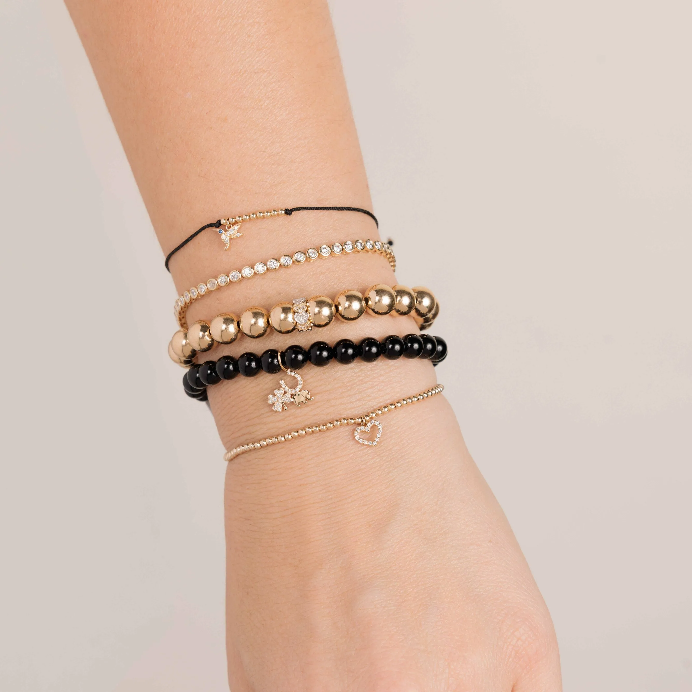 Gold & Diamond Tiny Hummingbird Cord Bracelet sold by Sydney Evan product image thumbnail 2