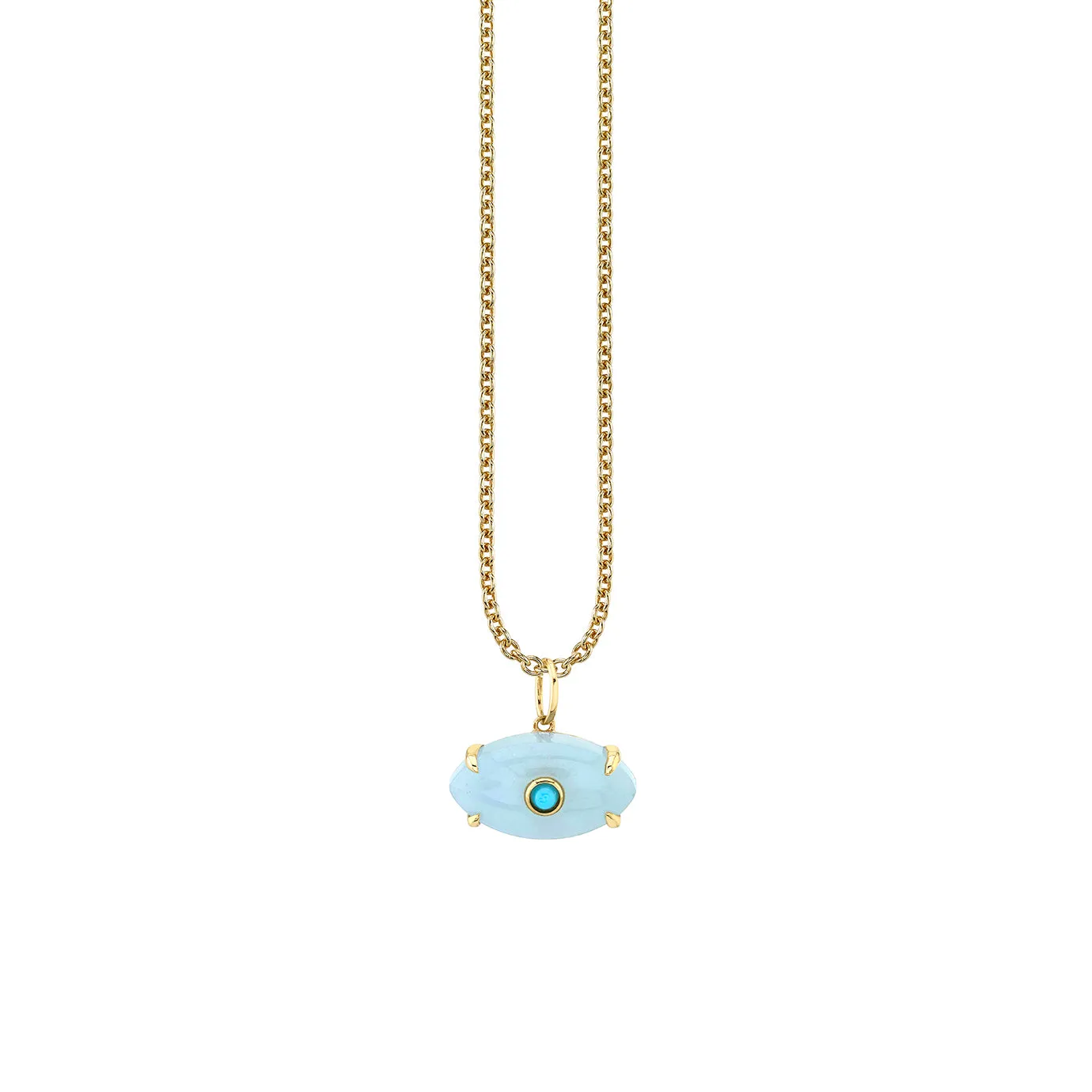 Gold & Diamond Carved Stone Bezel Eye Charm sold by Sydney Evan product image thumbnail 4