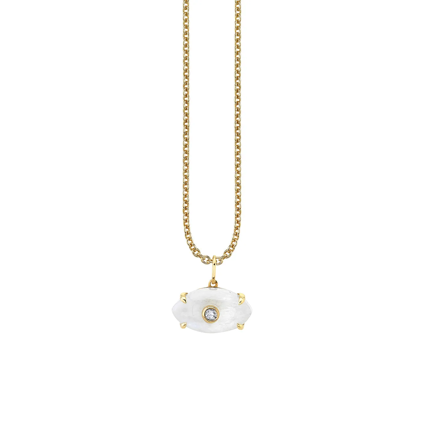 Gold & Diamond Carved Stone Bezel Eye Charm sold by Sydney Evan product image thumbnail 3