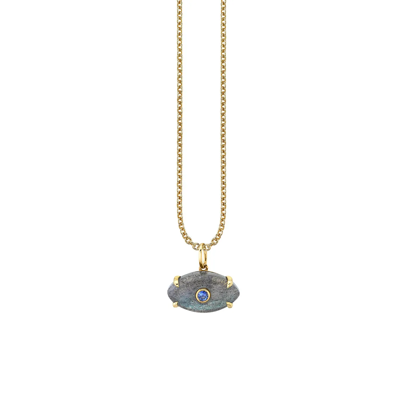 Gold & Diamond Carved Stone Bezel Eye Charm sold by Sydney Evan product image thumbnail 5