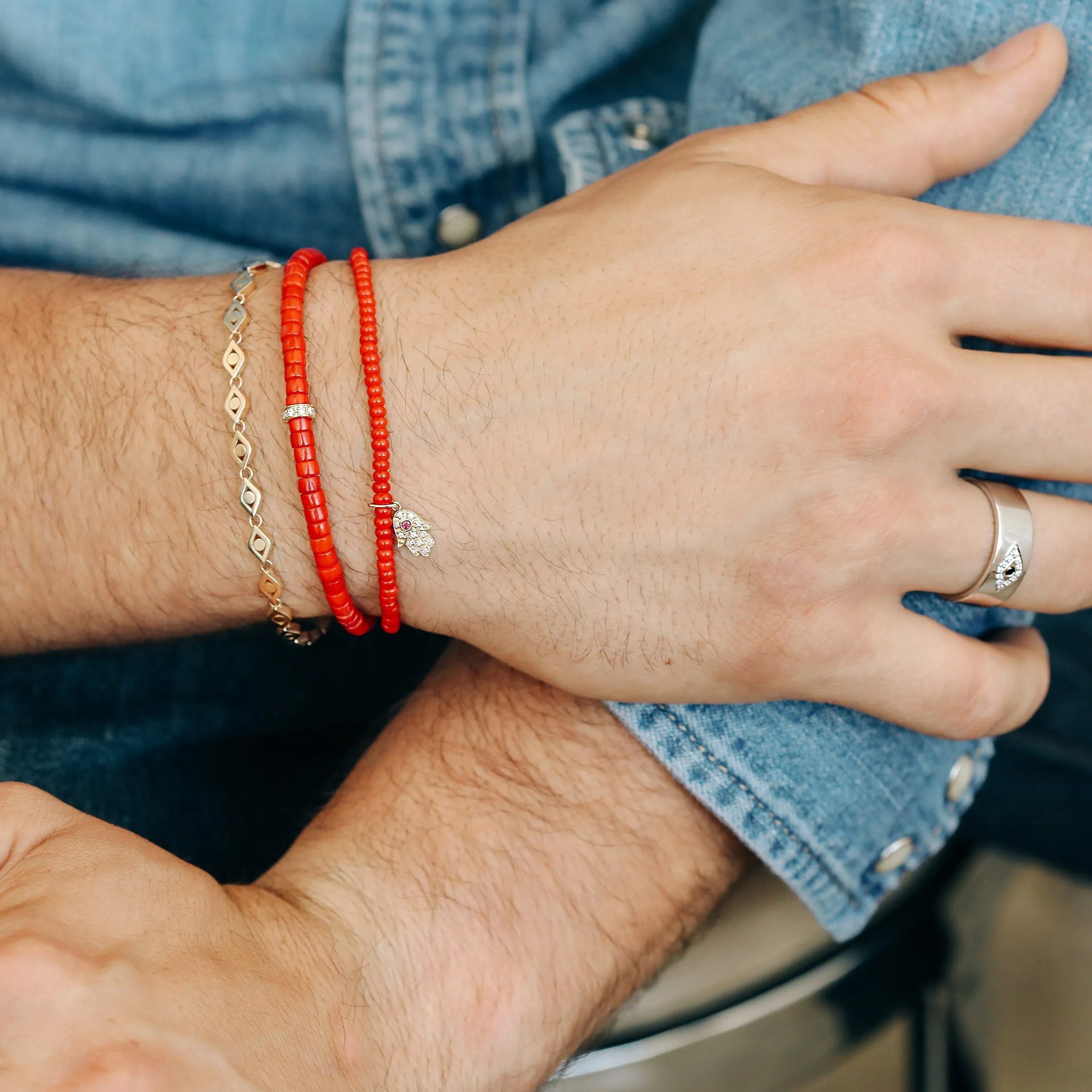 Men's Collection Pure Gold Eye Link Bracelet sold by Sydney Evan product image thumbnail 2