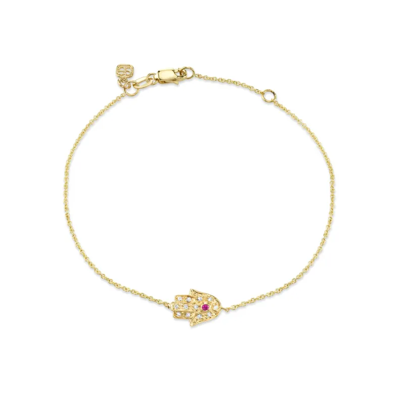 Gold & Diamond Hamsa Bracelet made by Sydney Evan