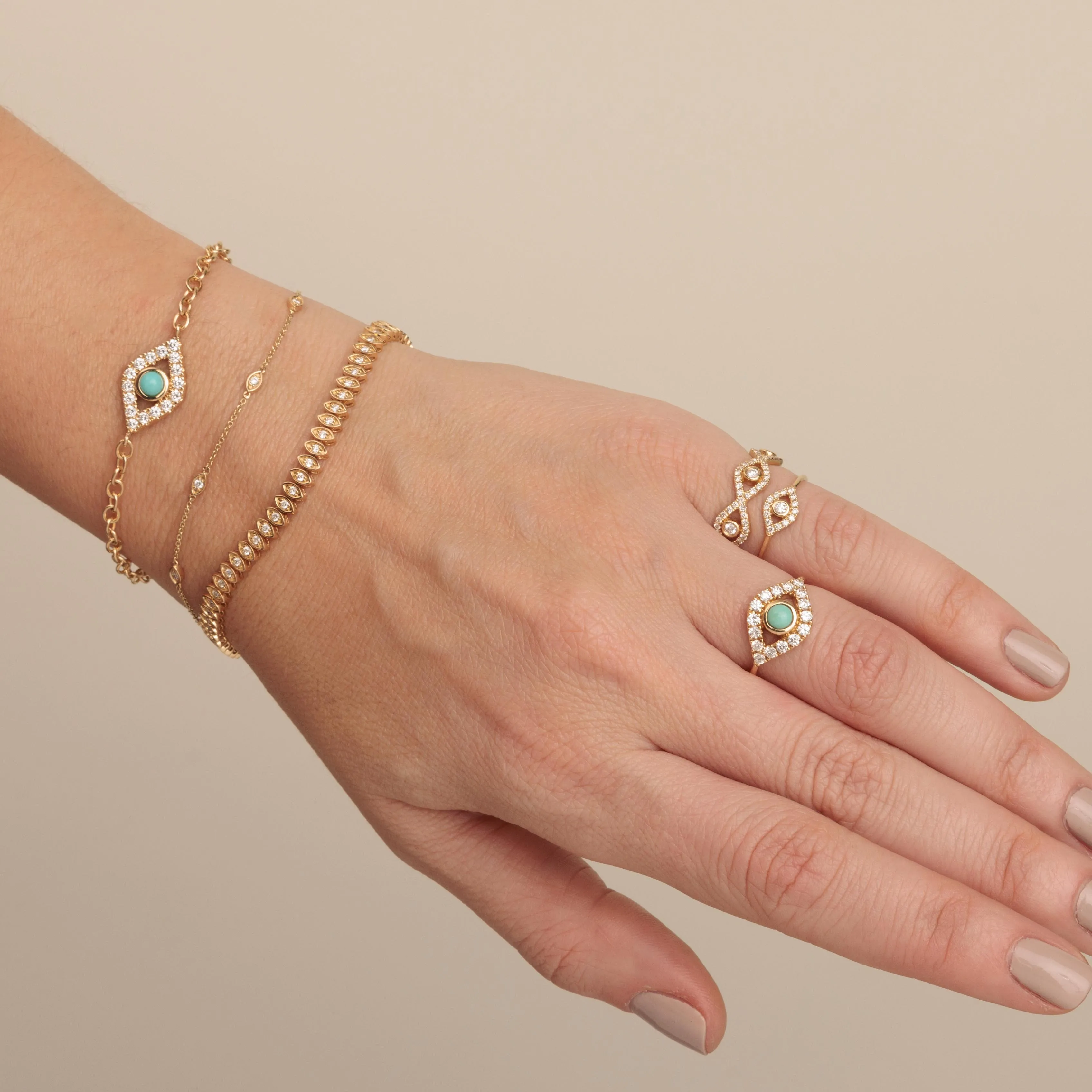 Gold & Diamond Extra Large Eye Bracelet sold by Sydney Evan product image thumbnail 2