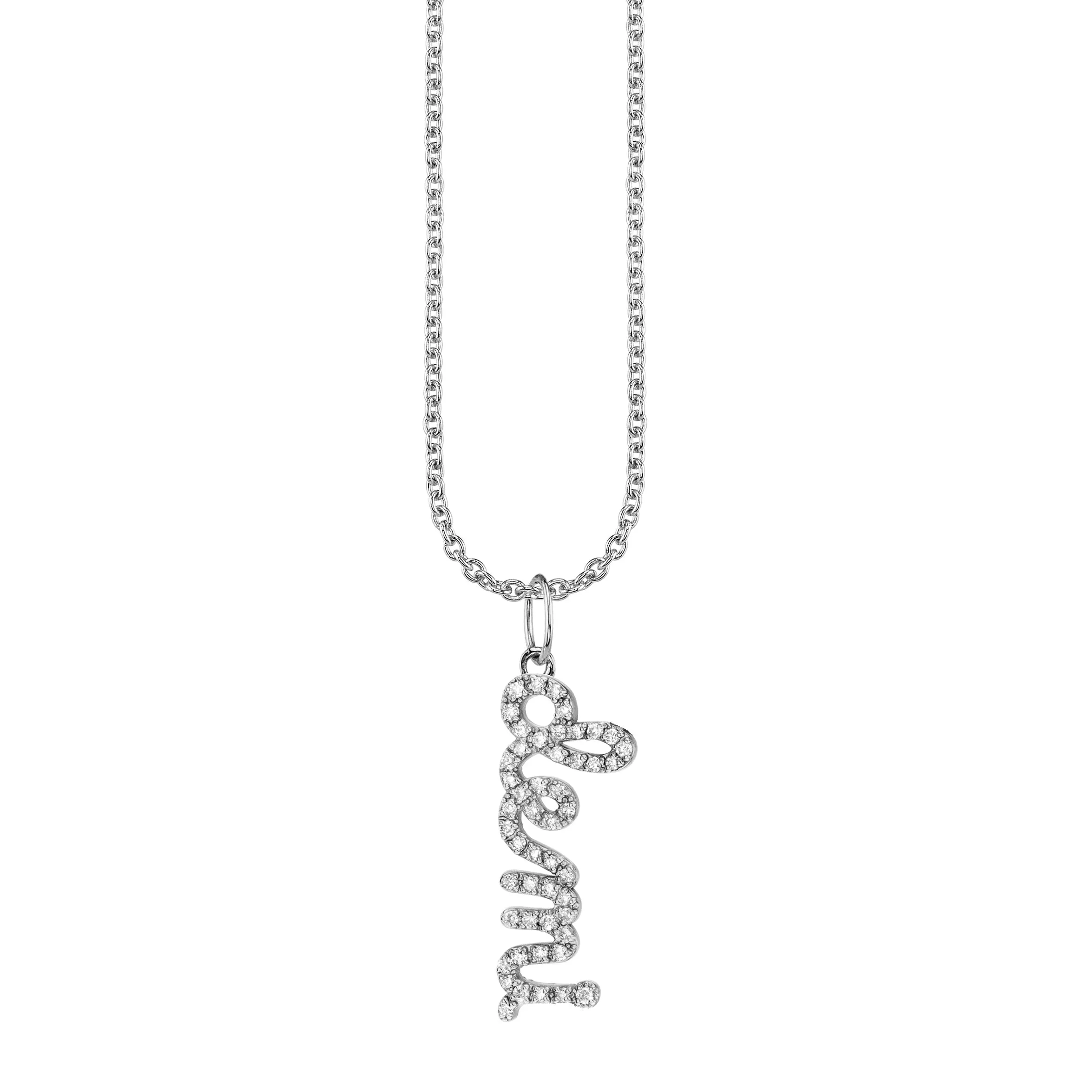 Gold & Diamond Custom Script Charm Necklace sold by Sydney Evan product image thumbnail 2