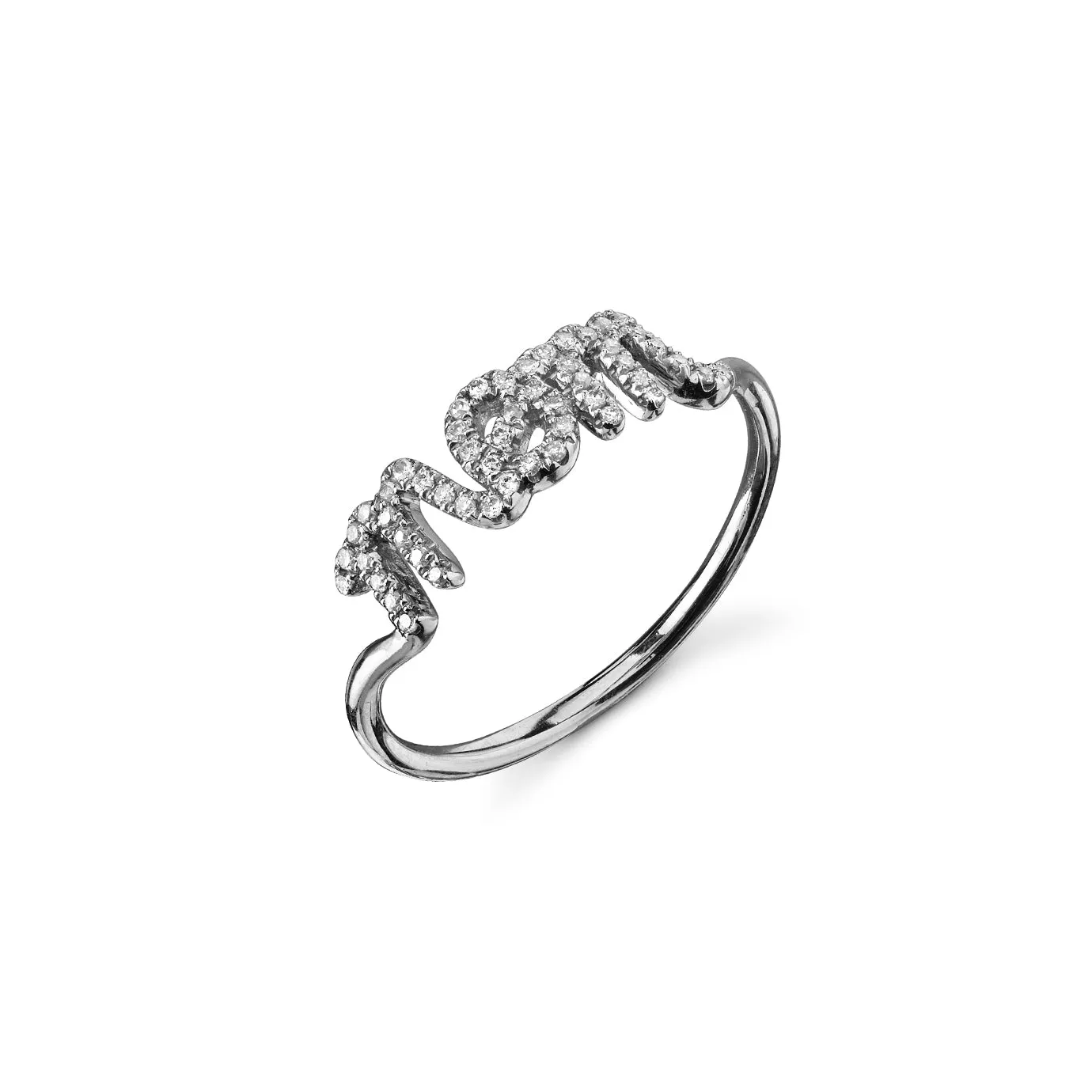 Gold & Diamond Mom Script Ring sold by Sydney Evan product image thumbnail 3