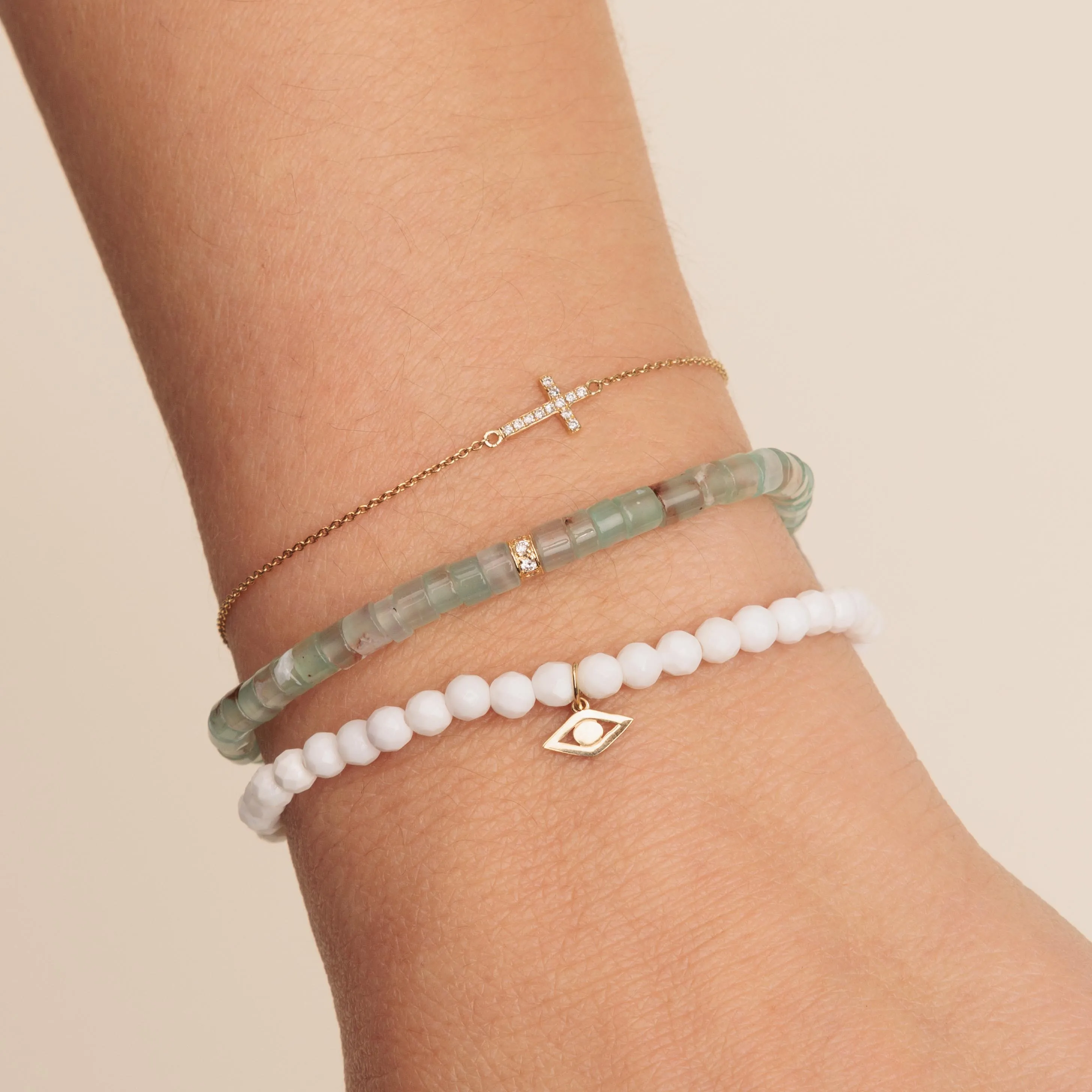 Gold & Diamond Small Cross Bracelet sold by Sydney Evan product image thumbnail 5