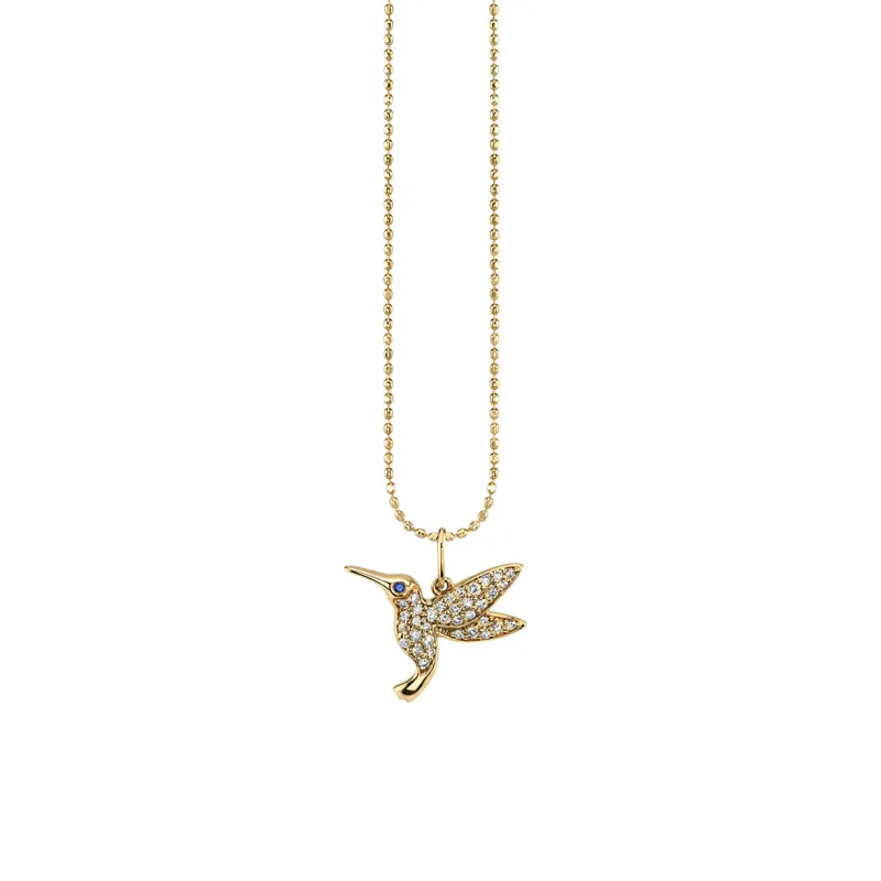 Gold & Diamond Large Hummingbird Charm made by Sydney Evan